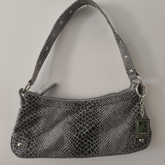 Nine West Handbags - Nine West Charcoal Snake Print Shoulder Bag